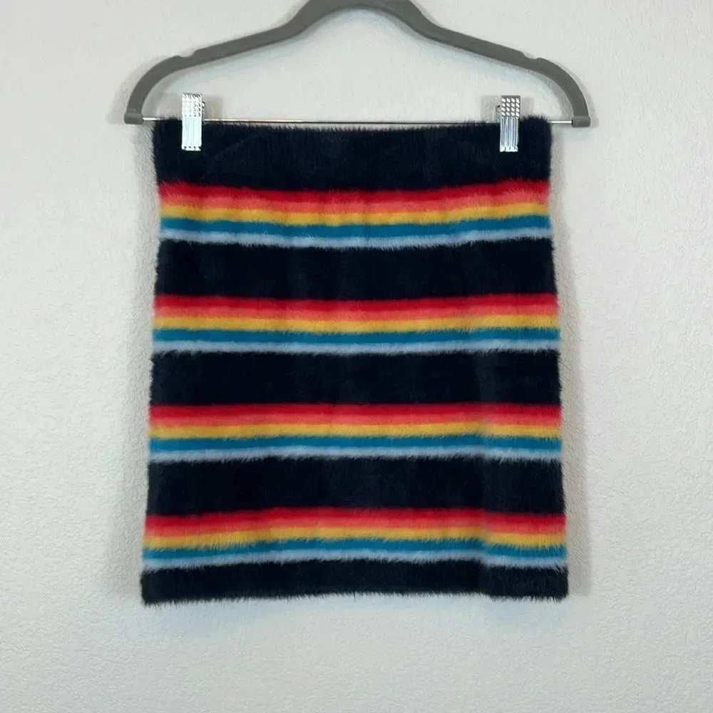 Forever 21‎ fuzzy nylon rainbow mini skirt size medium